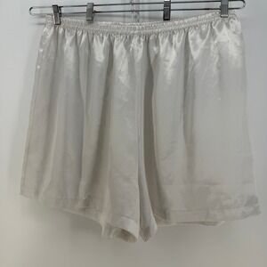 Solange Sleep Shorts Women 22/24 White Satin High Rise Plus Size Pajama Coquette